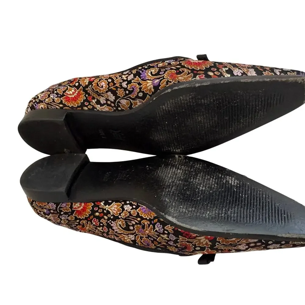 Talbots Metallic Satin Tapestry Brocade Ballet Flats Shoes Medieval Renaissance